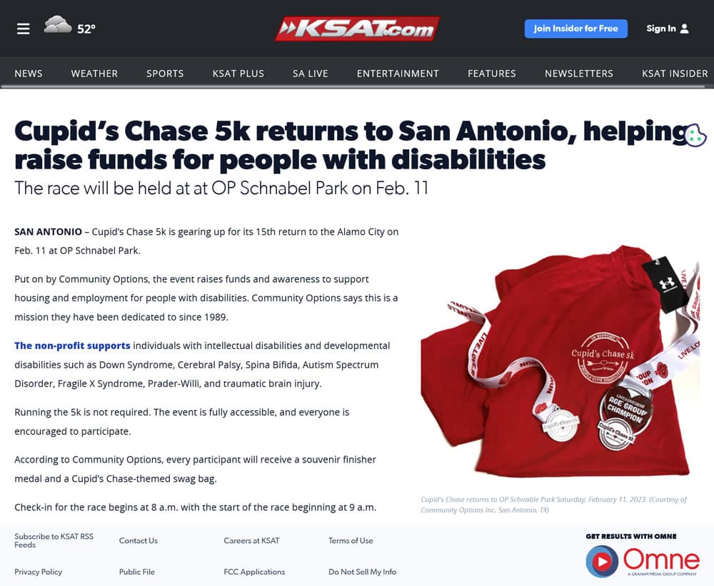 Cupid’s Chase 5k returns to San Antonio, helping raise funds for people with disabilities - ksat.com