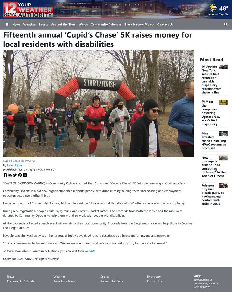 Fifteenth annual Cupid’s Chase 5K raises money for local residents with disabilities - wbng.com