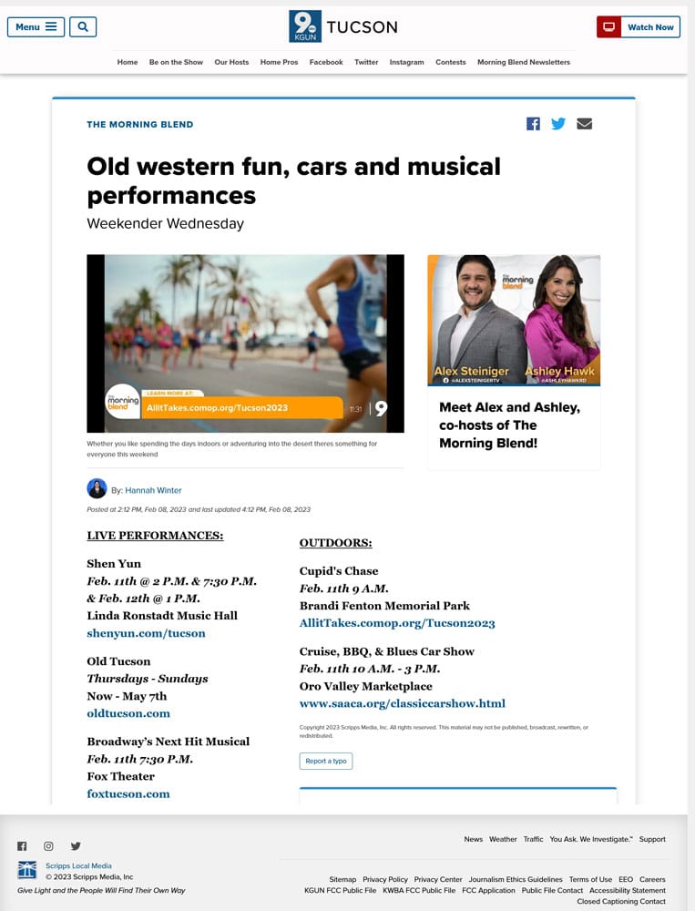 The Morning Blend - Old western fun, cars and musical performances - Weekender Wednesday - kgun9.com