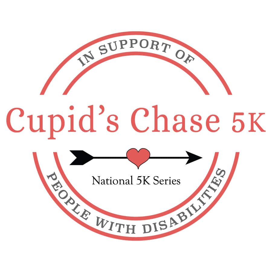 Cupids Chase 5K Logo. In support of people with disabilities. National 5K series.
