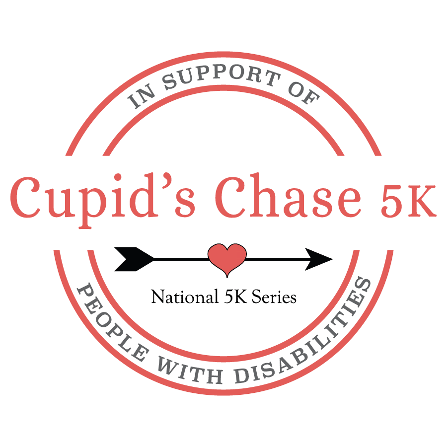 Cupids Chase 5K Logo. In support of people with disabilities. National 5K series.