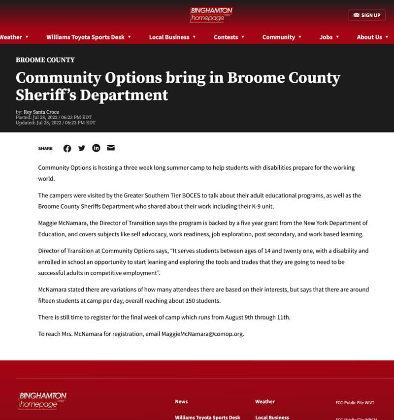 Community Options bring in Broome County Sheriff’s Department - binghamtonhomepage.com