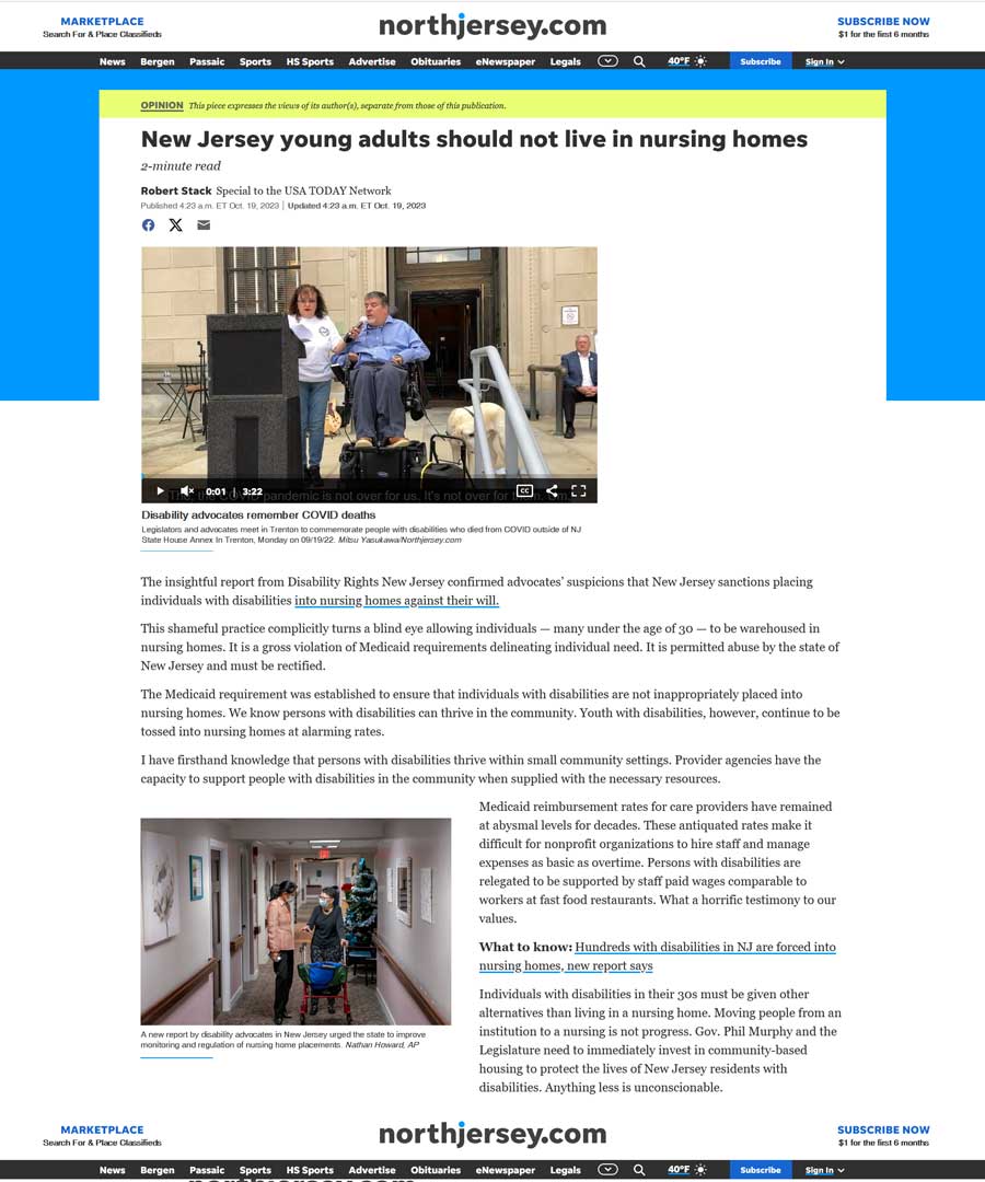 New Jersey young adults should not live in nursing homes - northjersey.com