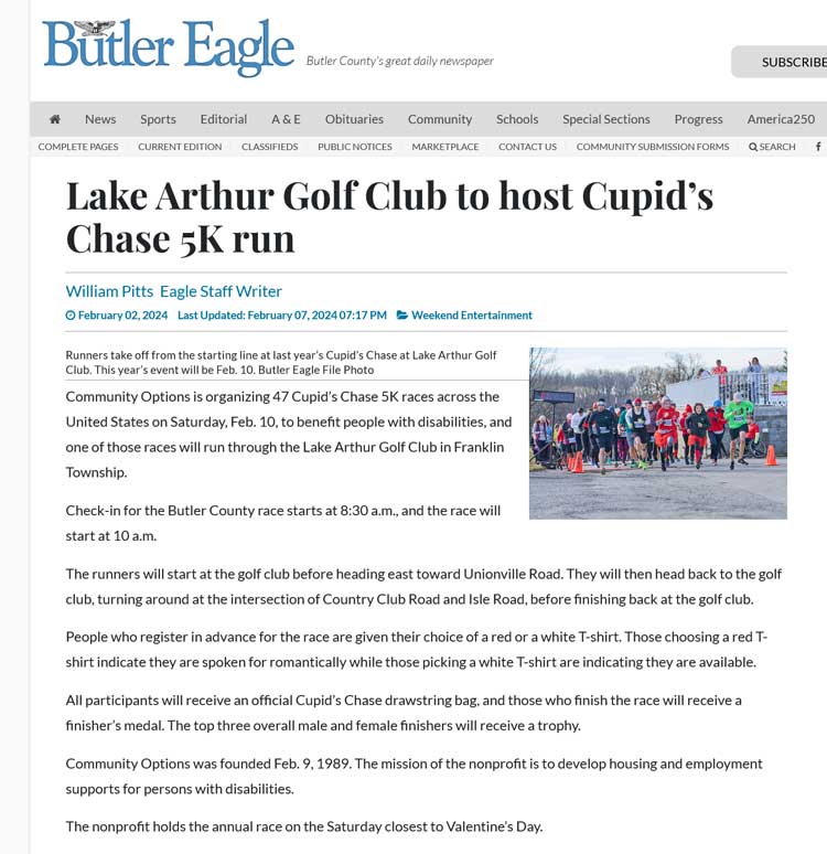Lake Arthur Golf Club to host Cupid’s Chase 5K run - butlereagle.com