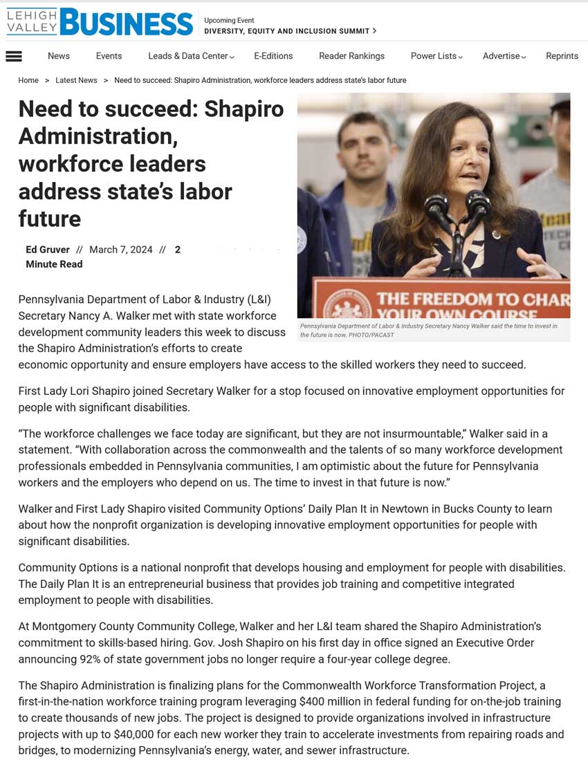 Need to succeed: Shapiro Administration, workforce leaders address state’s labor future - lvb.com