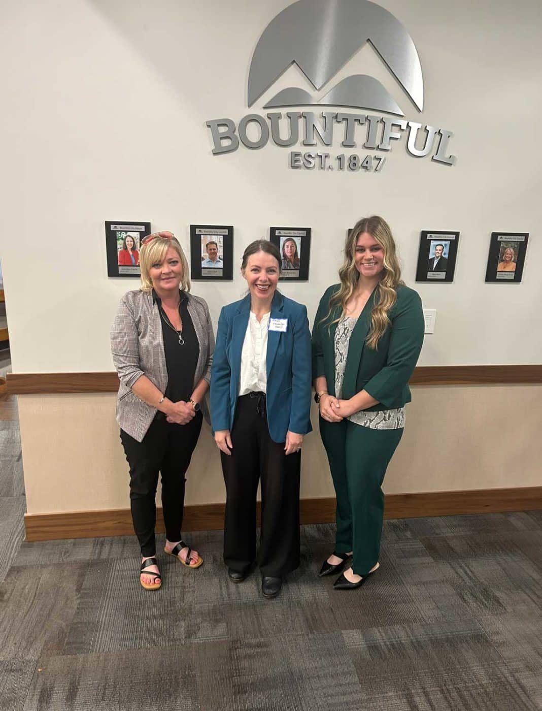 Director of Employment Services and Development Shannon Wilkins, Bountiful Mayor Kendalyn Harris, and Utah State Director Ashlyn Visser