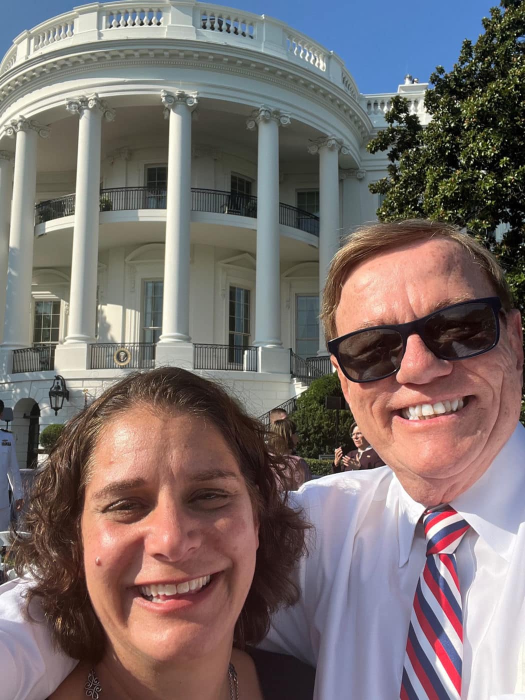 President and CEO Robert Stack poses with Alison Barkoff on the South Lawn of the White House in Washington, Monday, Sept. 9, 2024, during an event to celebrate the Americans with Disabilities Act (ADA) and to mark Disability Pride Month.