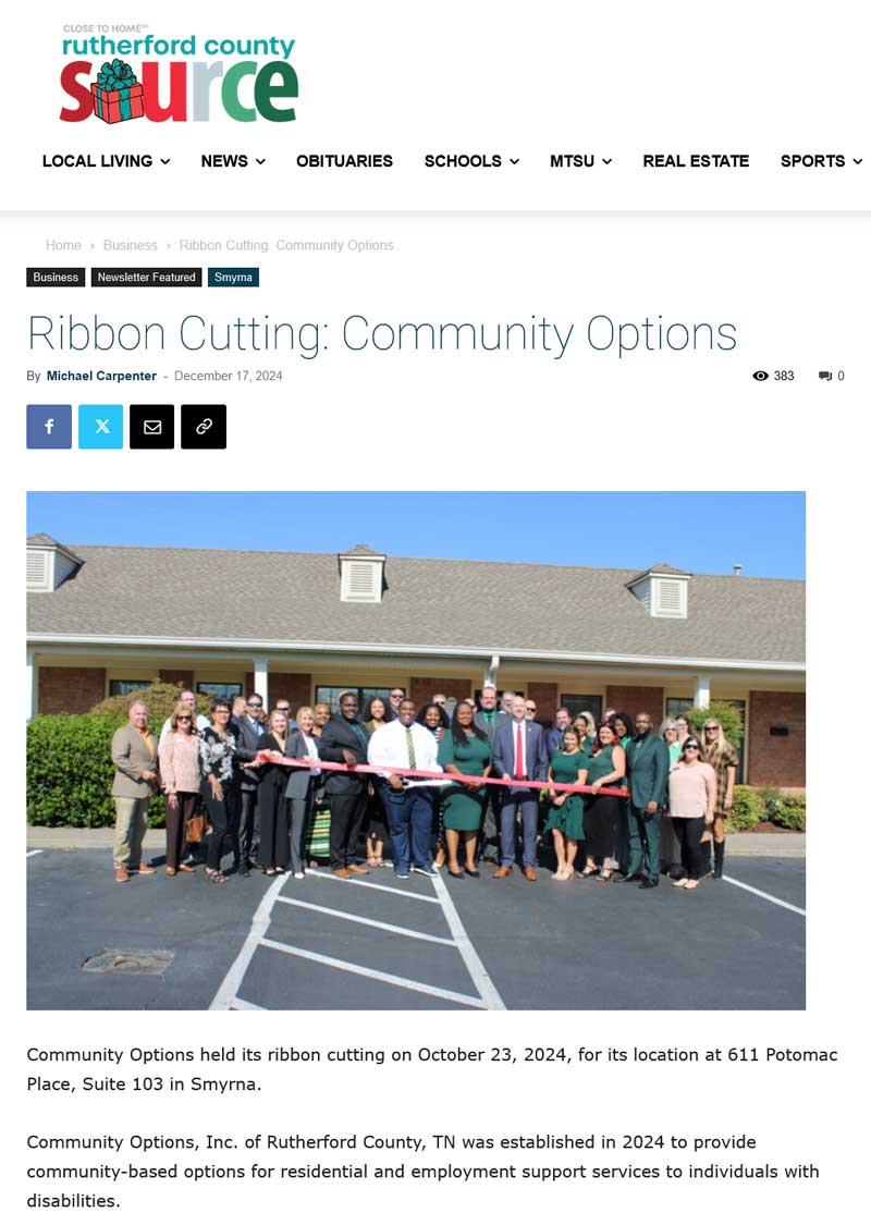 Ribbon Cutting: Community Options - rutherfordsource.com