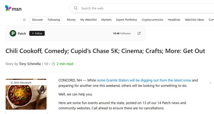 Chili Cookoff, Comedy; 2025 Cupid’s Chase 5K Nashua; Cinema; Crafts; More: Get Out - msn.com