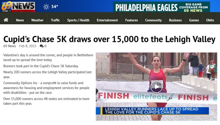 2025 Cupid's Chase 5K draws over 15,000 Lehigh Valley, PA - wfmz.com
