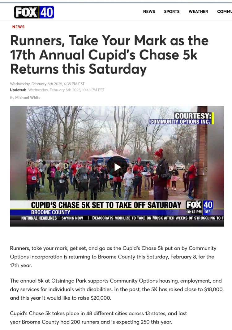 Runners, Take Your Mark as the 17th Annual Cupid's Chase 5k Returns this Saturday to Binghamton, NY - www.wicz.com