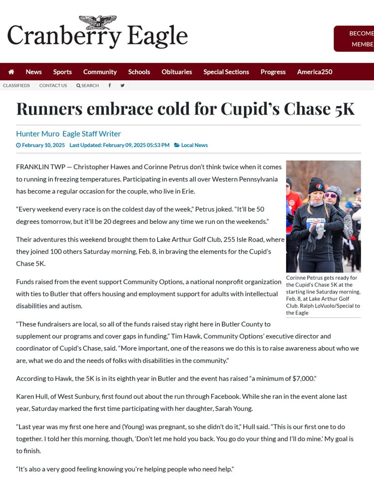 Runners embrace cold for Cupid’s Chase 5K Butler, PA - cranberryeagle.com