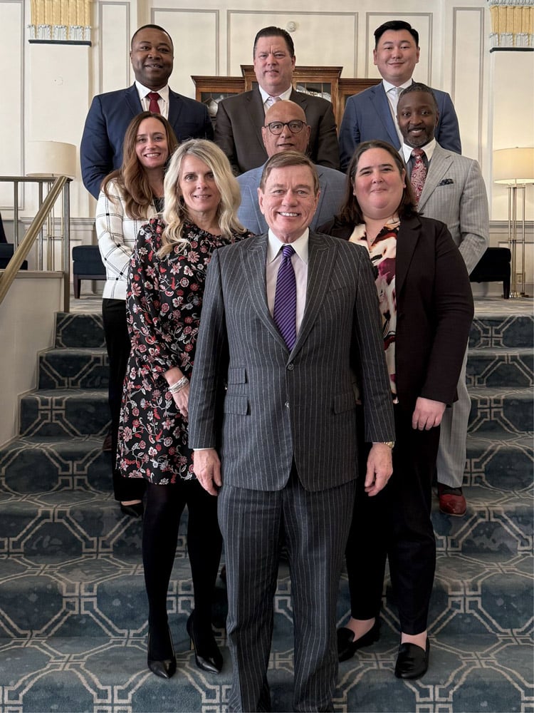 Community Options national and state leaders gathered in Charleston, SC, on February 25, 2025, at the Francis Marion Hotel to celebrate 10 years of service in South Carolina. Back row (L to R): Craig Scott – Executive Director; David Sweeney – Chief Financial Officer; Wei-Han Zhou – Vice President, Department of Strategic Operations. Middle back row (L to R): Courtney Eidel – Chief Human Resources Officer; Alan Rose – Executive Director; Dr. Anthony B. Thompson, Jr., BCBC, BCCC – Executive Director. Middle front row (L to R): Svetlana Repic-Qira – Executive Vice President; Lindsey Daniel – South Carolina State Director. Front: Robert P. Stack – President and Chief Executive Officer of Community Options.