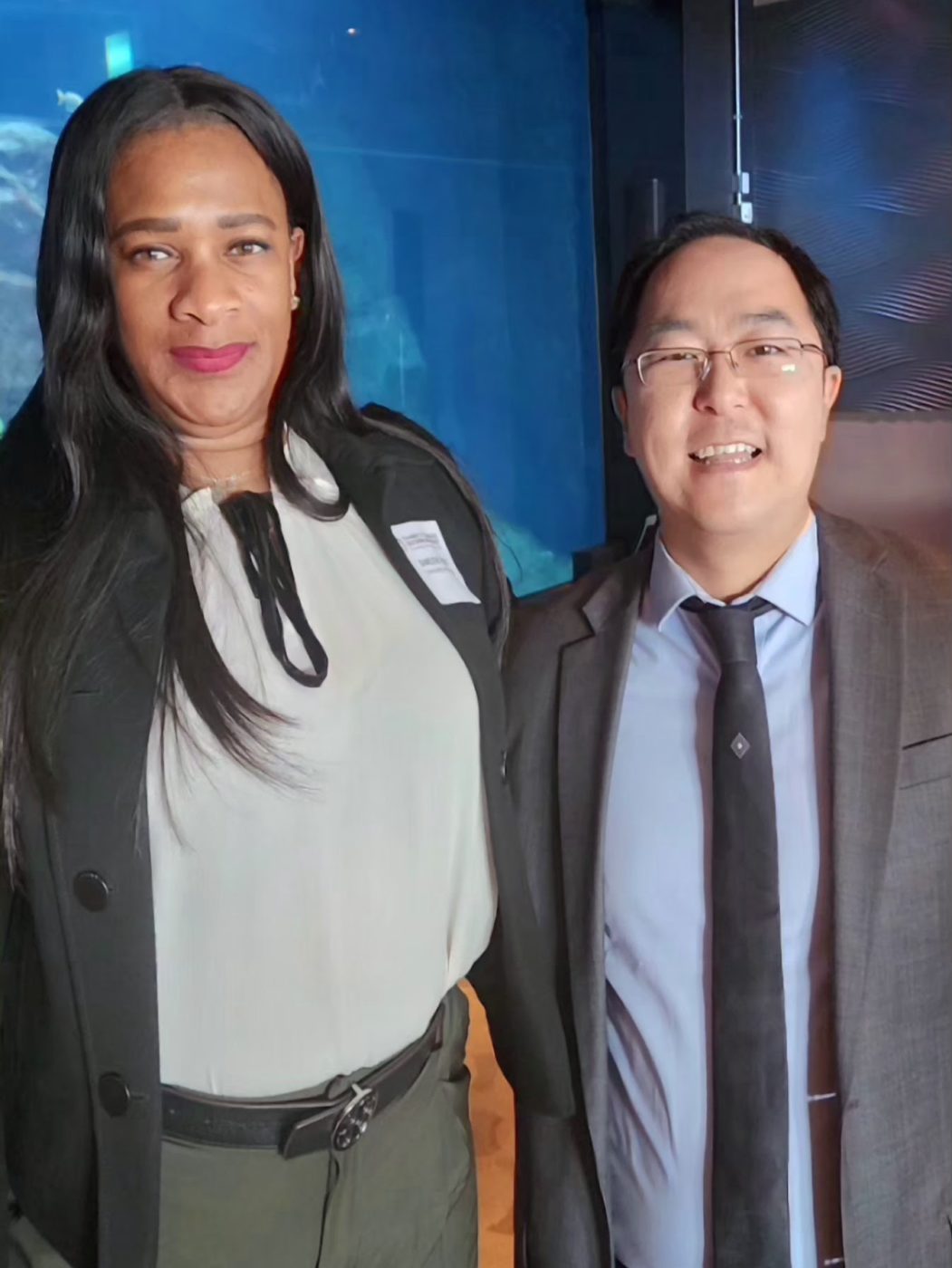 Senator Andy Kim (D-NJ) and Community Options’ Executive Director Darlene Pratt discuss expanding opportunities for people with disabilities during the Chamber of Commerce Southern New Jersey event at Adventure Aquarium on October 8, 2024. Their conversation highlighted the importance of accessibility, employment, and resources to support individuals with disabilities.