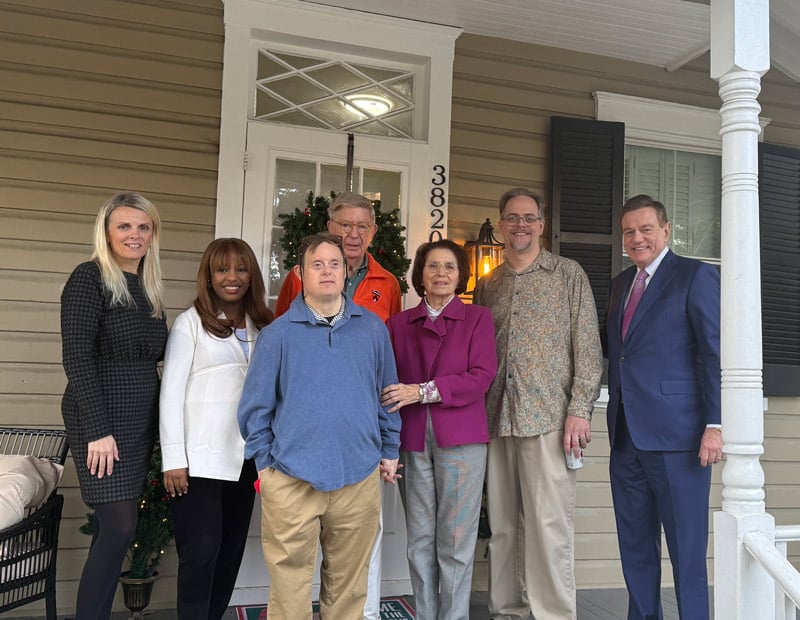 From left to right, Executive Vice President Svetlana Repic-Qira, Maryland State Director Tigest Alemu, Jonathan Will, George Will, Madeleine Will, Kenny Burns and President and CEO Robert Stack