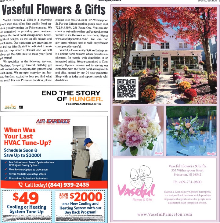 centraljersey media princeton packet featuring Vaseful Flowers & Gifts 305 Witherspoon St. Princeton, NJ