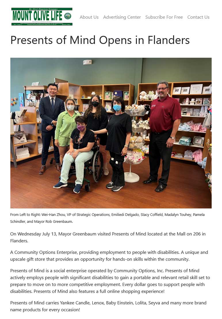 Presents of Mind Opens in Flanders - mtolivelife.com online article