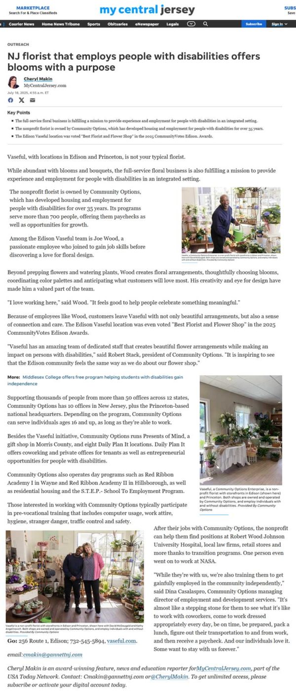 NJ florist that employs people with disabilities offers blooms with a purpose - mycentraljersey.com