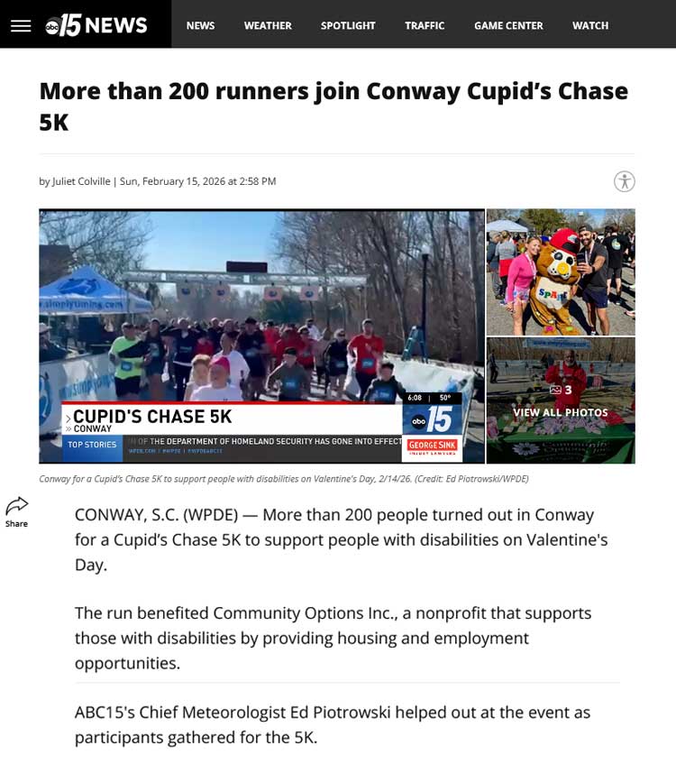 More than 200 runners join Conway 2026 Cupid’s Chase 5K - wpde.com