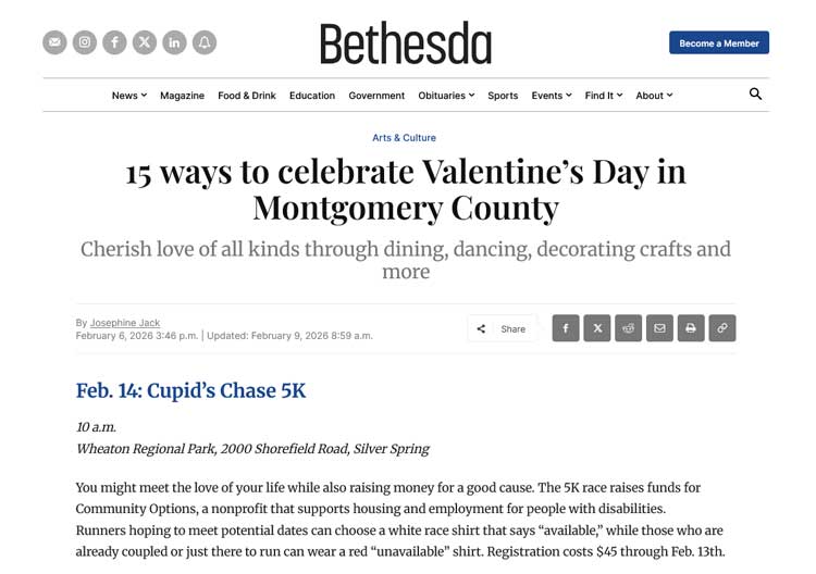 Ways to celebrate Valentine’s Day in Montgomery County bethesdamagazine.com online article