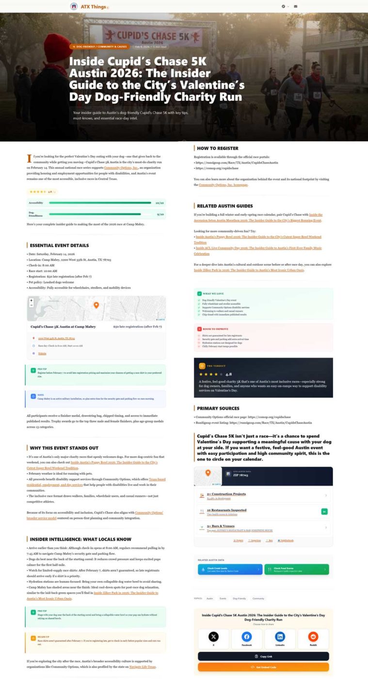Inside Cupid’s Chase 5K Austin 2026: The Insider Guide to the City’s Valentine’s Day Dog‑Friendly Charity Run - austintexasthings.com online article