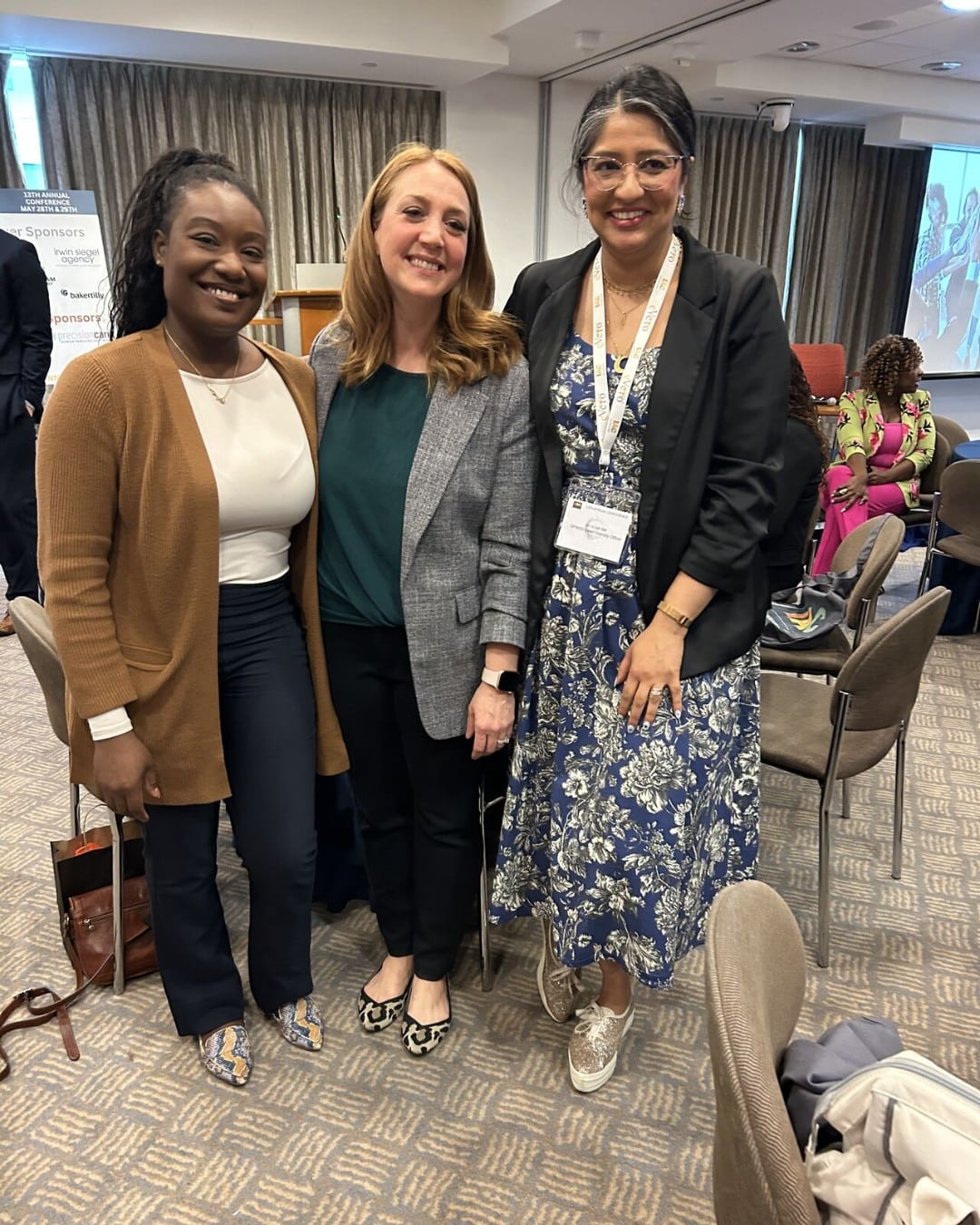 Fatimat Adekoya with Willow Baer and Hirah Mir, Ph.D., at the IAC 13th Annual Conference in New York City.