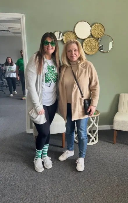 JoAnne Stehr stands with Ashley Filarki
