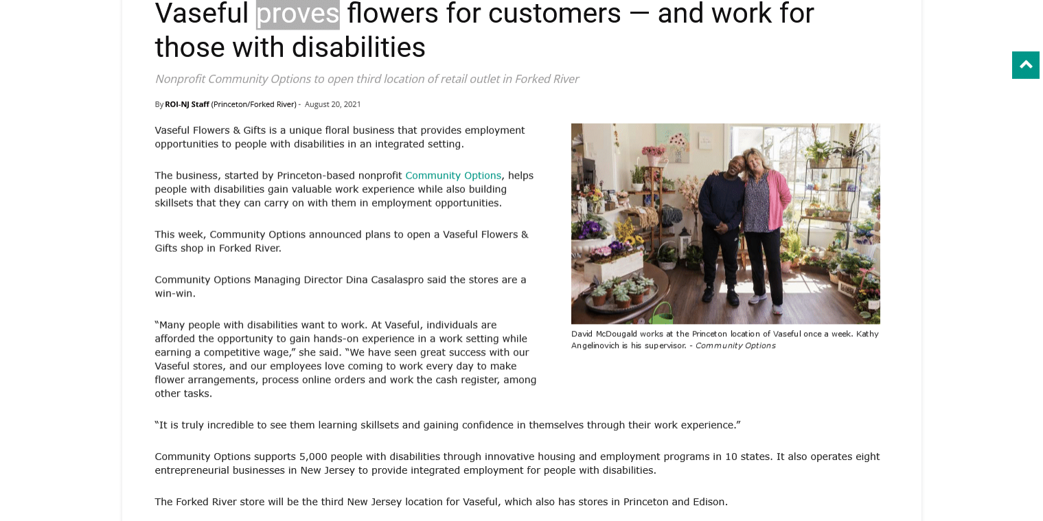 Vaseful proves flowers for customers — and work for those with disabilities