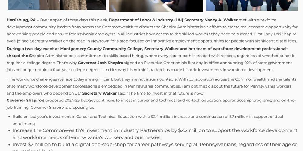 Shapiro Administration Meets with Workforce Development Leaders to Chart Pennsylvania’s Labor Future - www.media.pa.gov