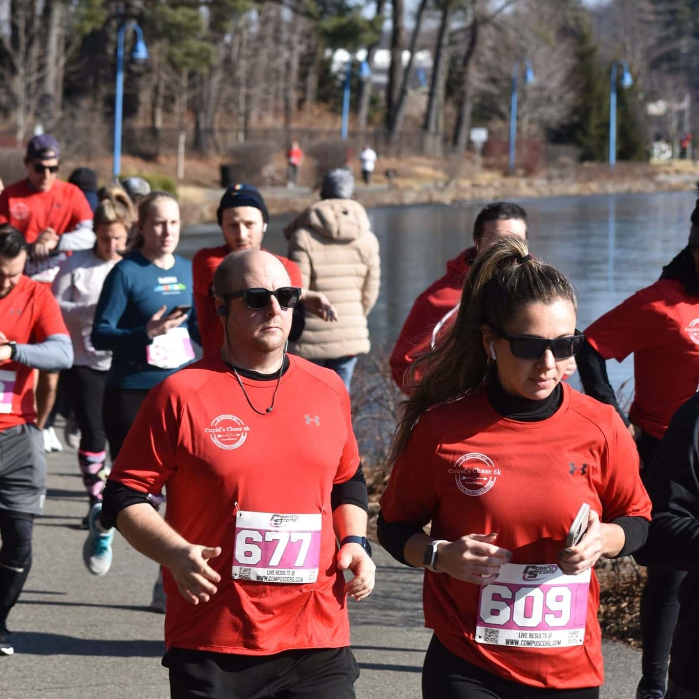 A pack of runners during a Cupid's Chase 5k