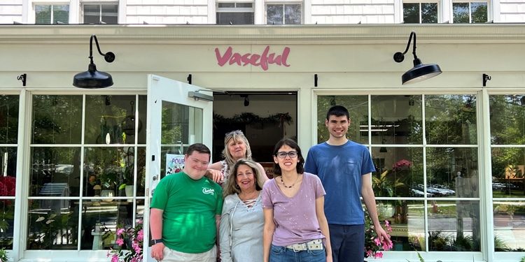 From left to right, Joe Wood, Kathy Angelinovich, Donna Kowals, Rachael Irgang, and John Saverino celebrating Vaseful Princeton’s 6-Year Anniversary. Vaseful Princeton is located at 305 Witherspoon Street, Princeton, New Jersey 08542